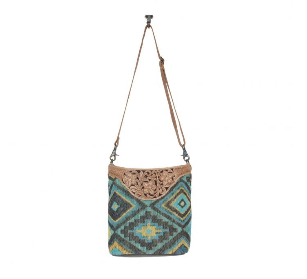 Blue Spring Hand Tooled Bag