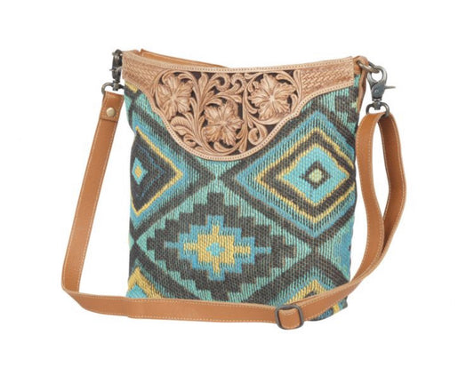 Blue Spring Hand Tooled Bag