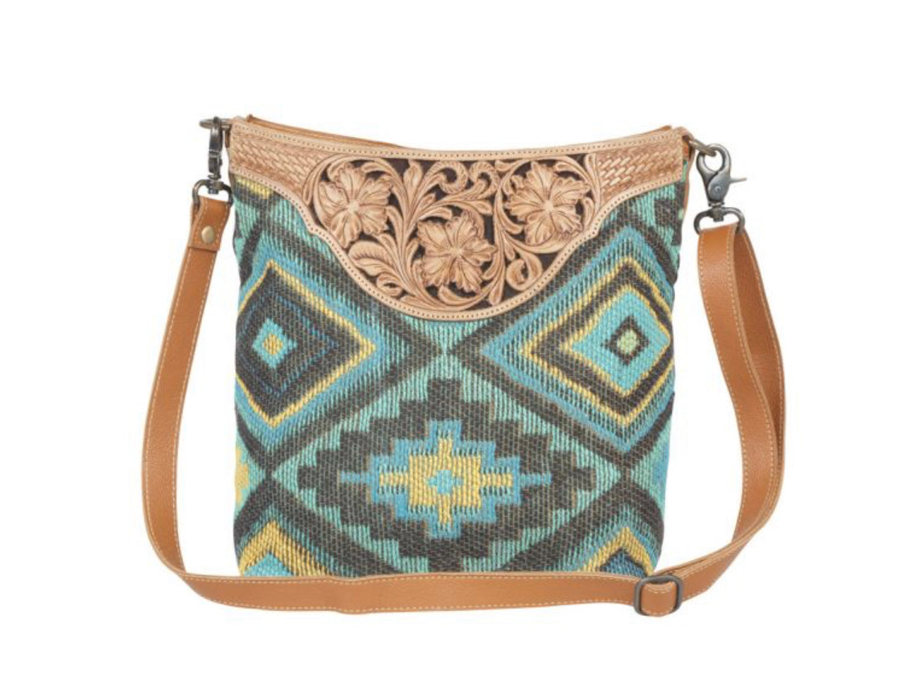 Blue Spring Hand Tooled Bag