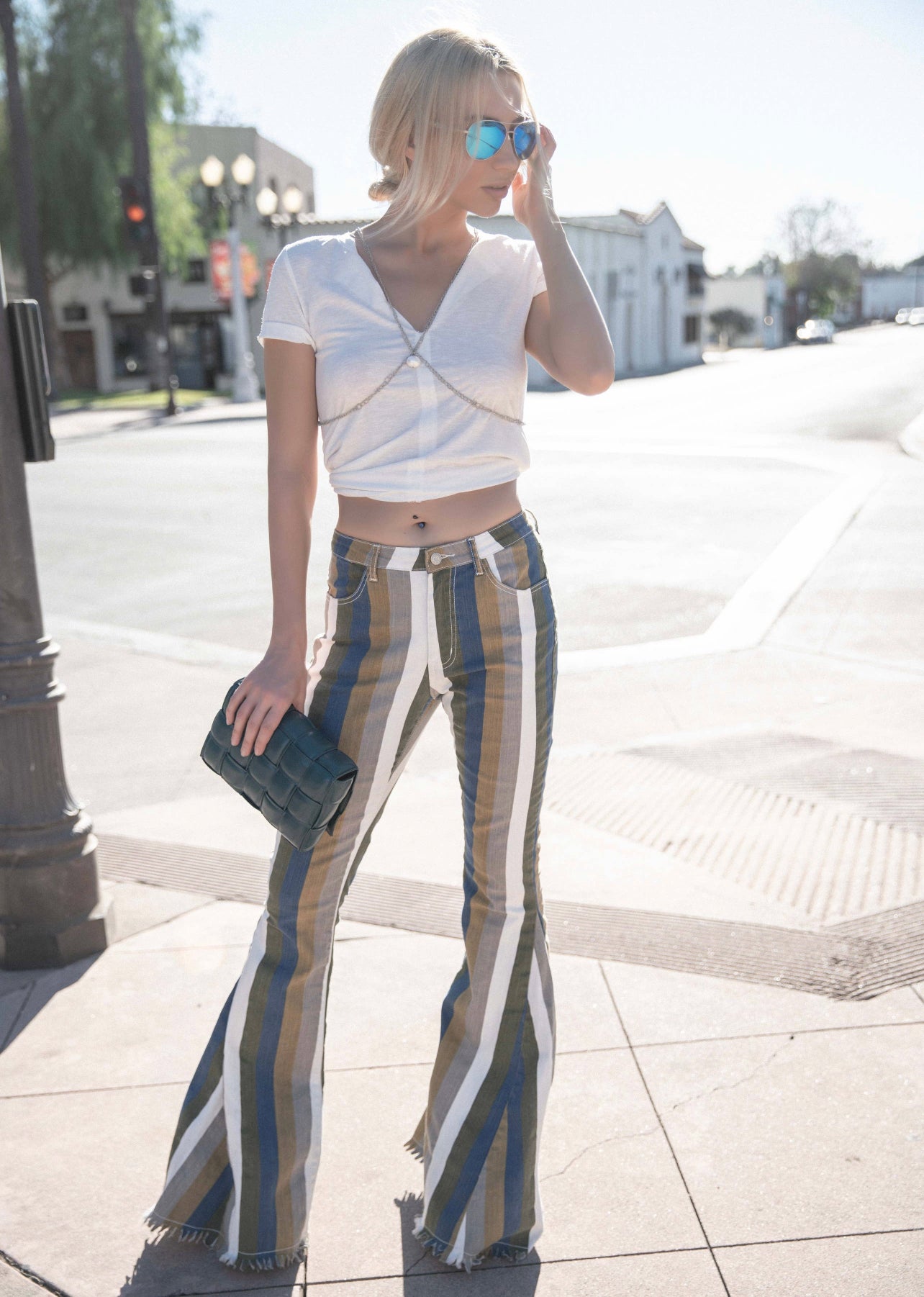 Blue Stripe Bell Bottoms