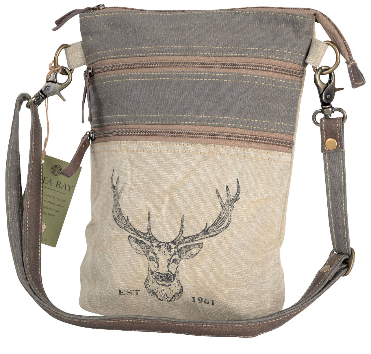 Double Zipper Deer Crossbody