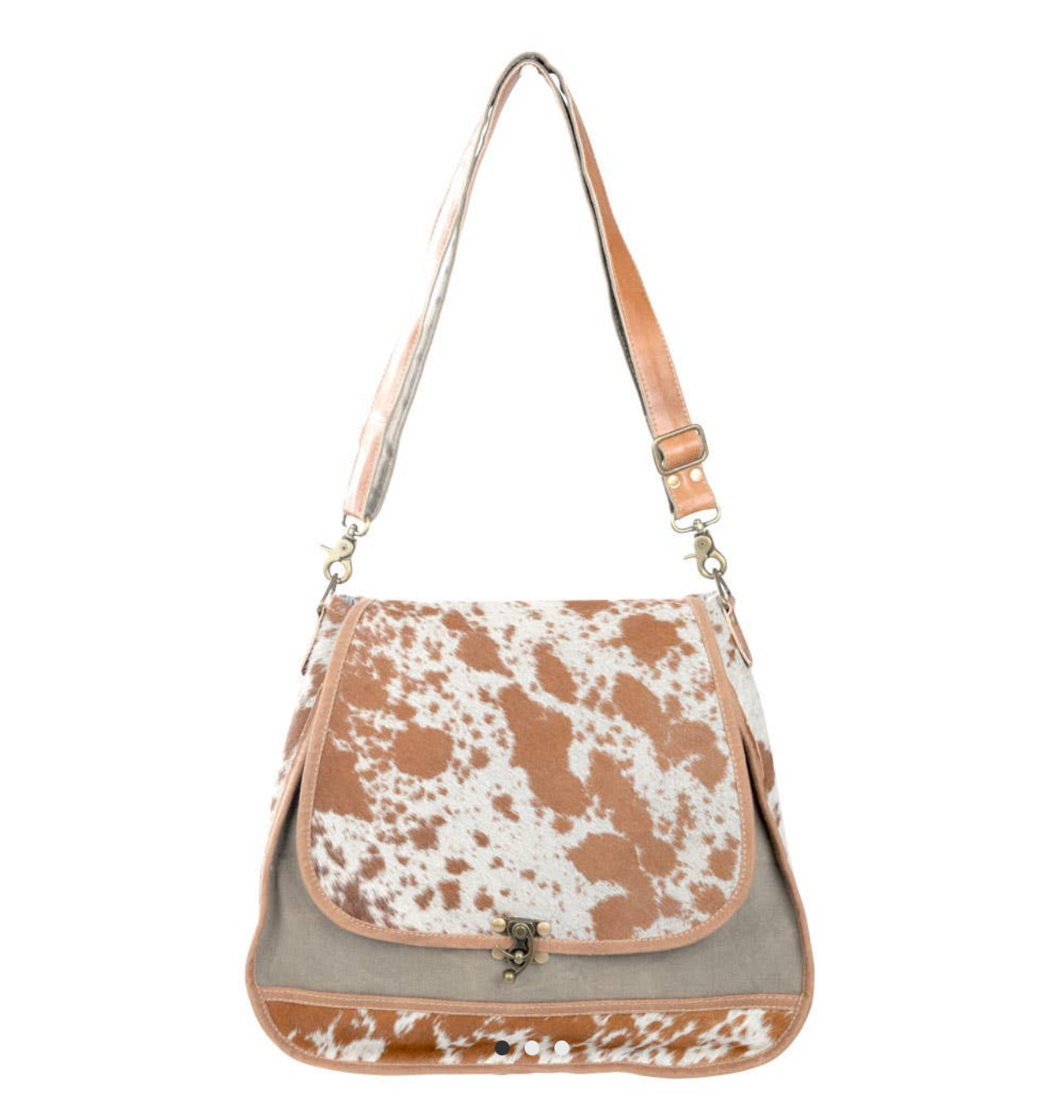 Shoulder Bag with Latch & Cowhide Flap