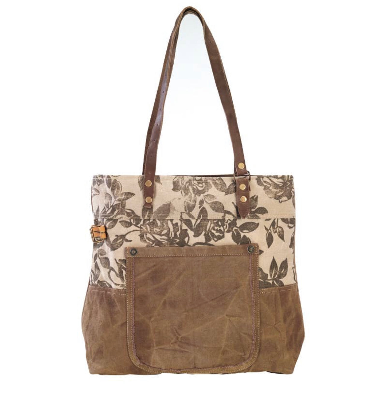 Cinnamon Floral Tote w/ front pocket