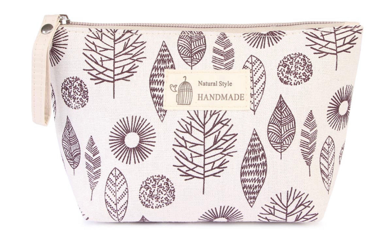 Aztec leaf print cosmetic bag