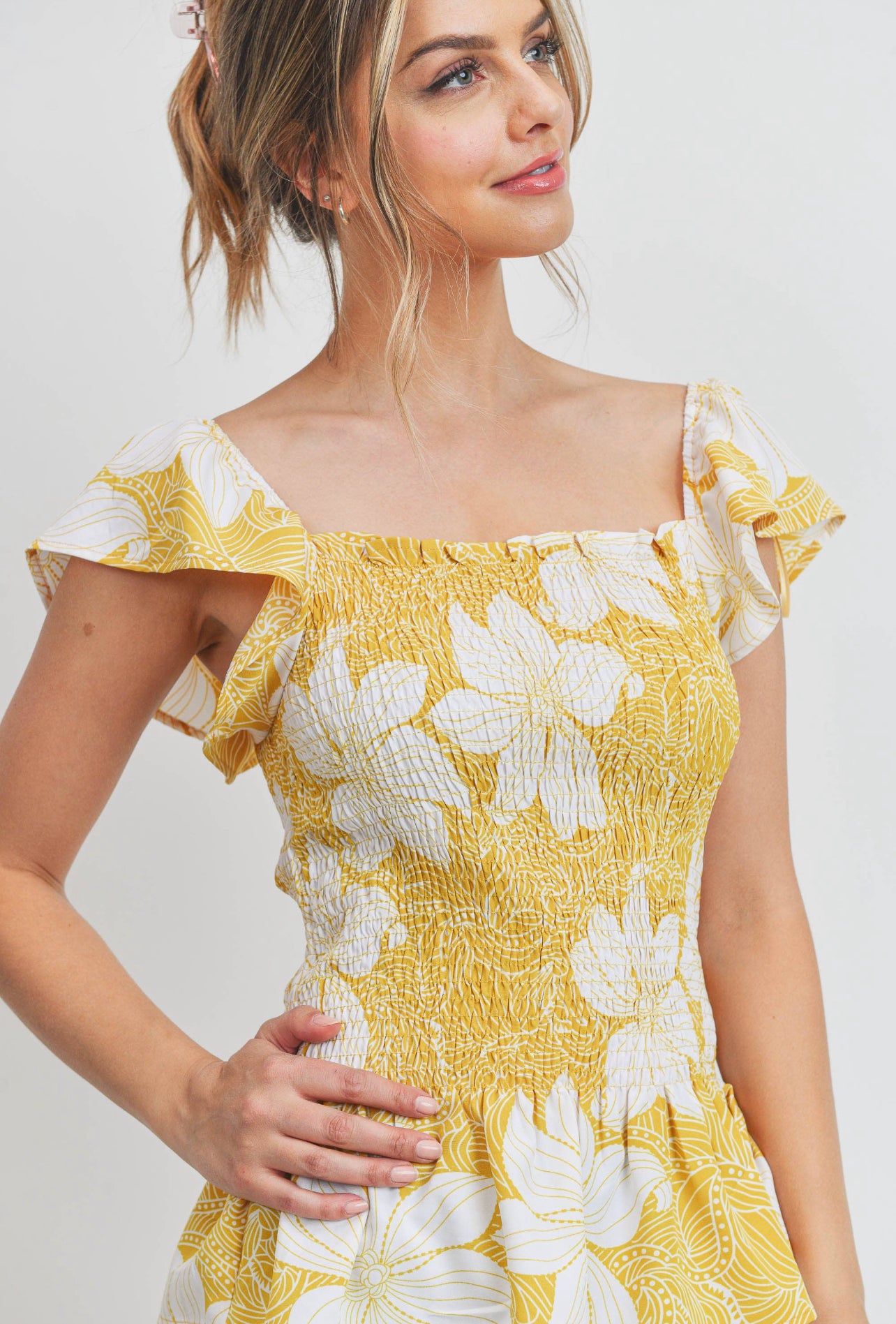 Smocked Peplum Top