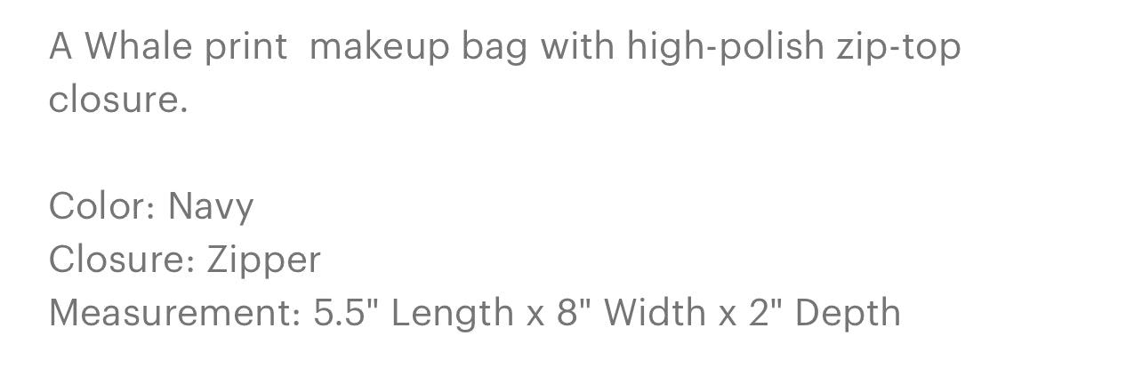 Whale splash cosmetic bag