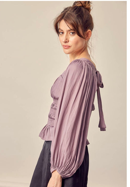 Midsummers night blouse in grey lavender