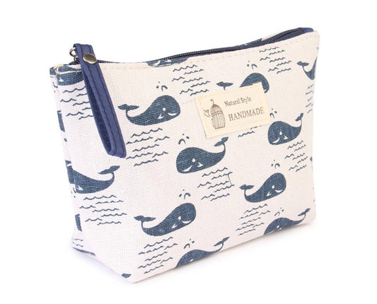 Whale splash cosmetic bag
