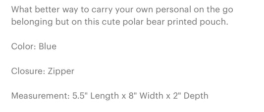 Polar bear cosmetic bag