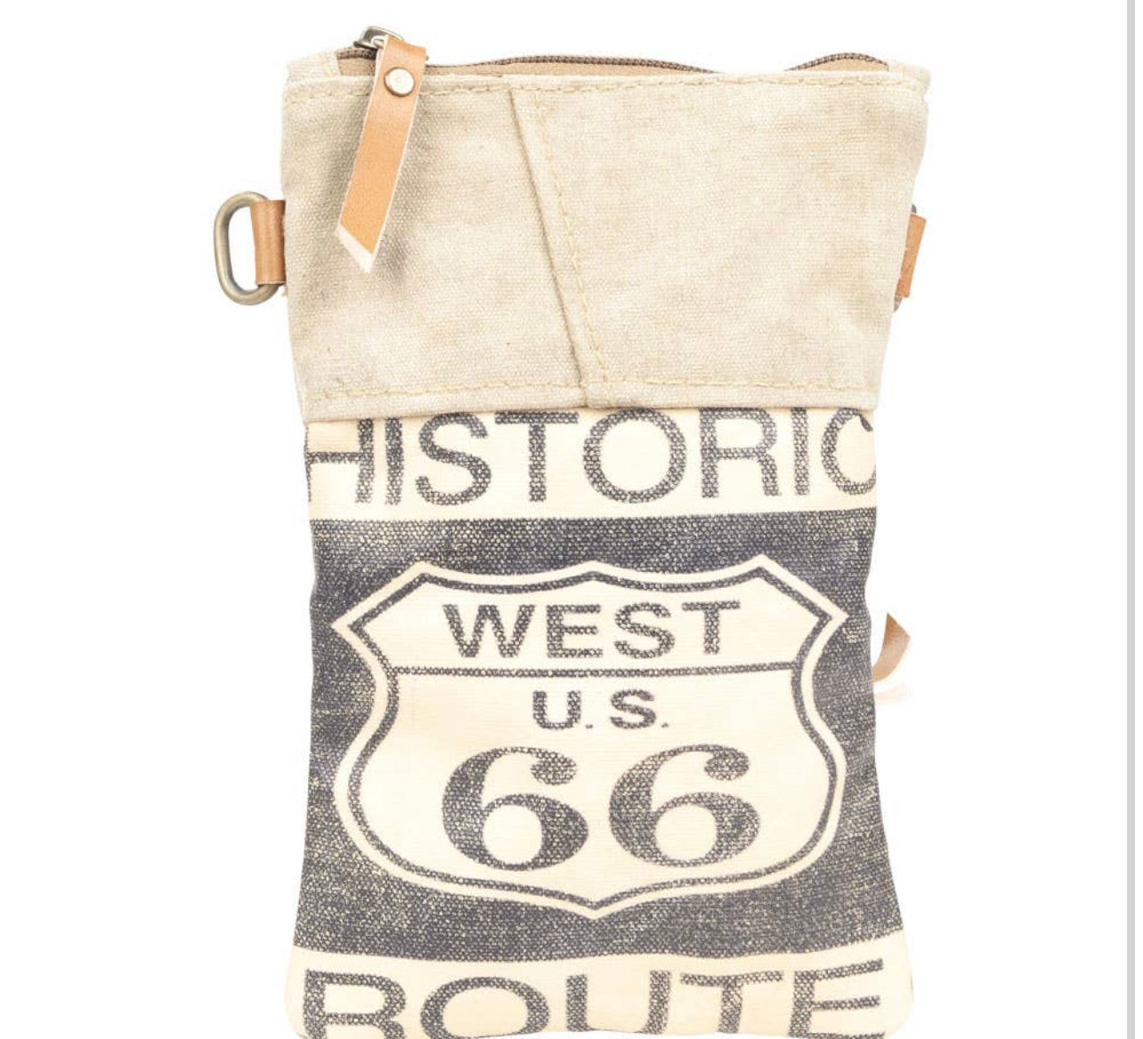 US Route 66 passport bag