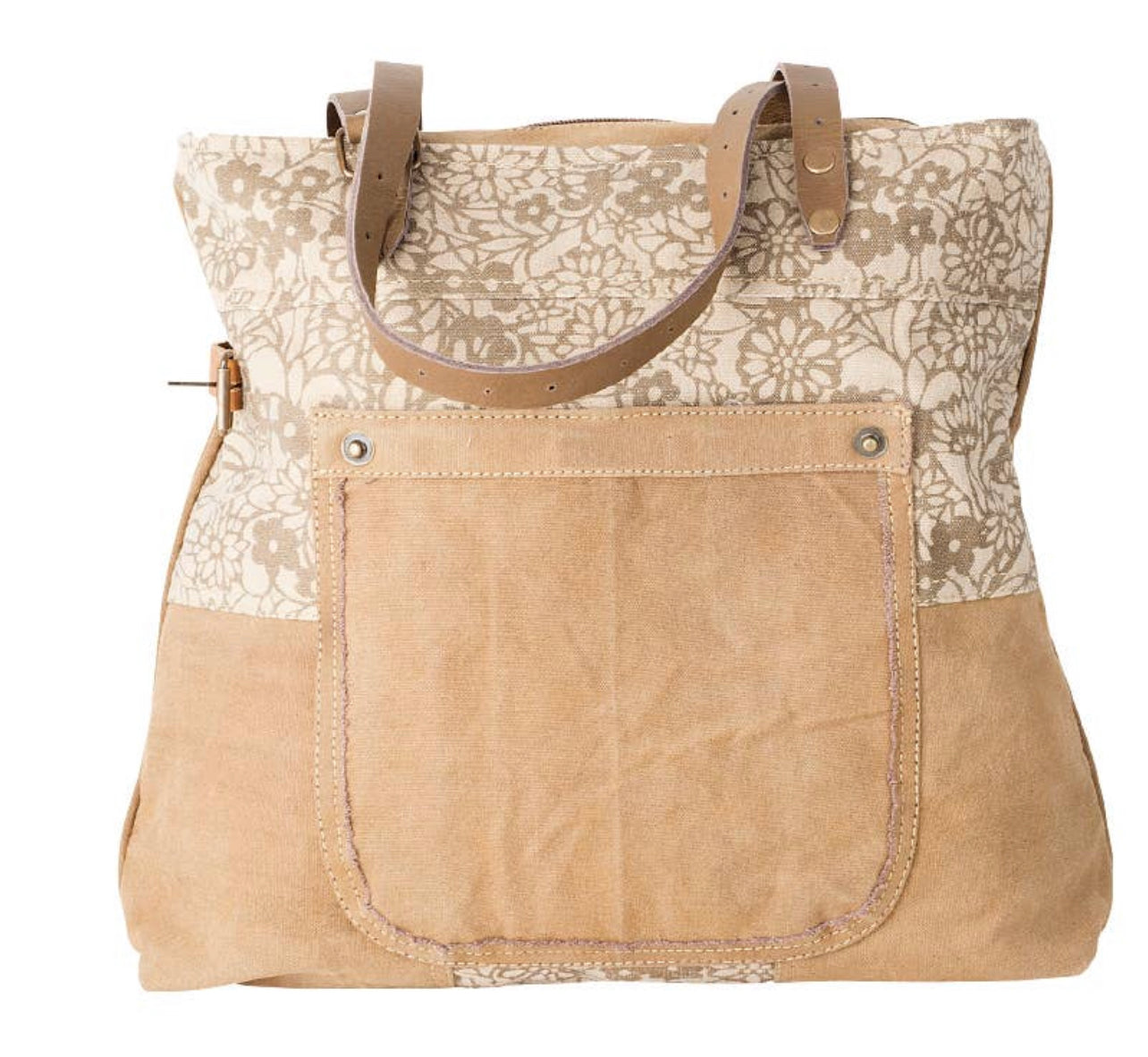 Cream Floral Tote Bag