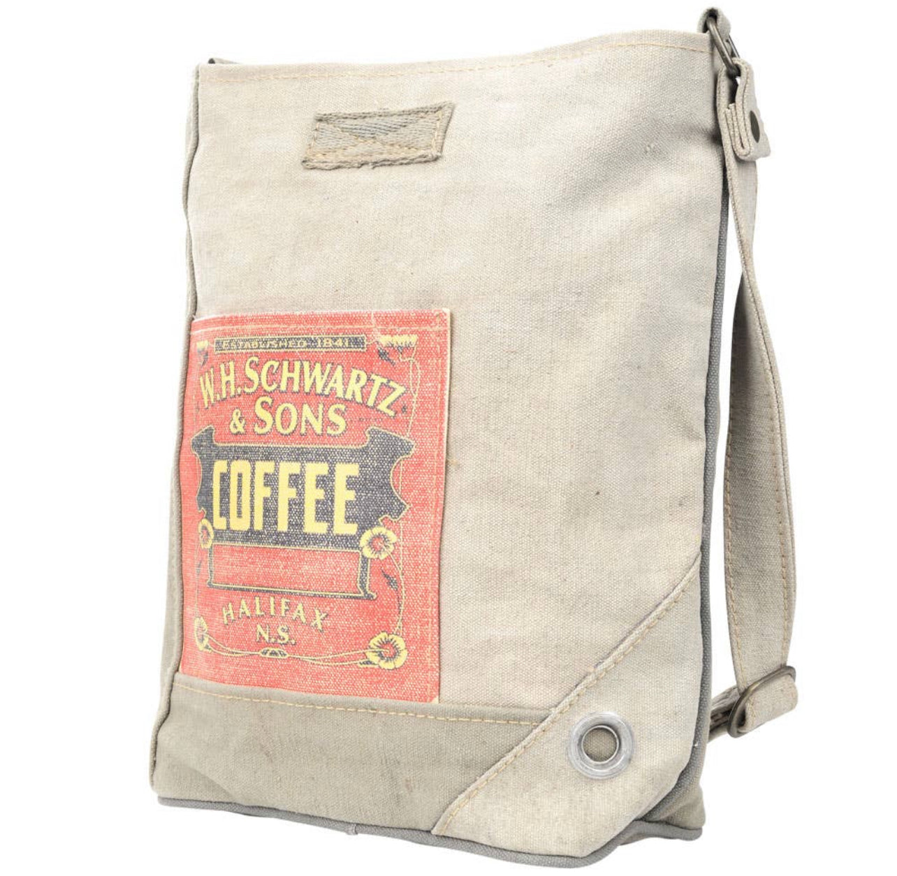 Coffee Print Canvas Crossbody Bag