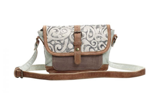 Leaf print small & crossbody bag