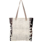 Geometric Front Panel Tote Bag with Cowhide