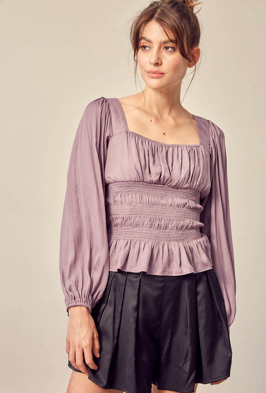 Midsummers night blouse in grey lavender