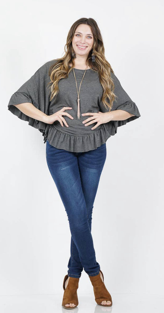 Ruffle hem poncho