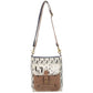Deer Print Canvas Shoulder Bag with Cowhide Pocket