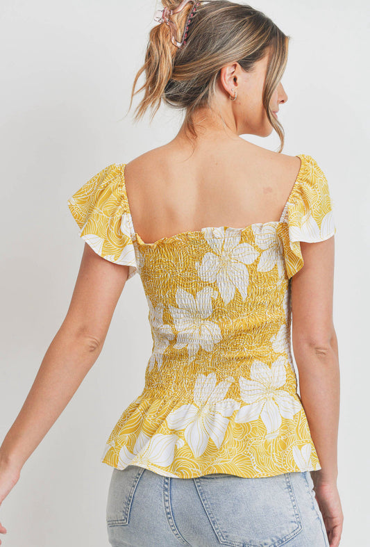 Smocked Peplum Top