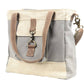 Grey & Cream Mixed Canvas Crossbody Bag