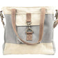 Grey & Cream Mixed Canvas Crossbody Bag