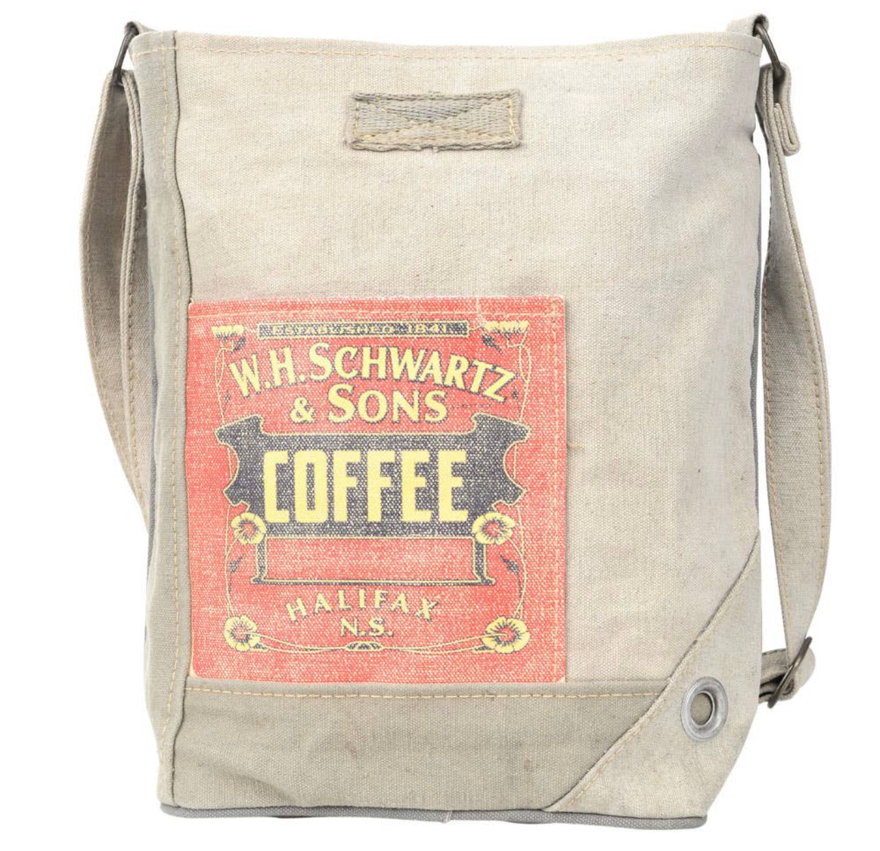 Coffee Print Canvas Crossbody Bag