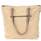 Geometric Front Panel Tote Bag with Cowhide