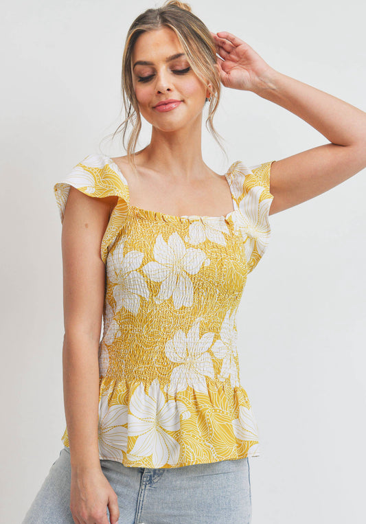 Smocked Peplum Top